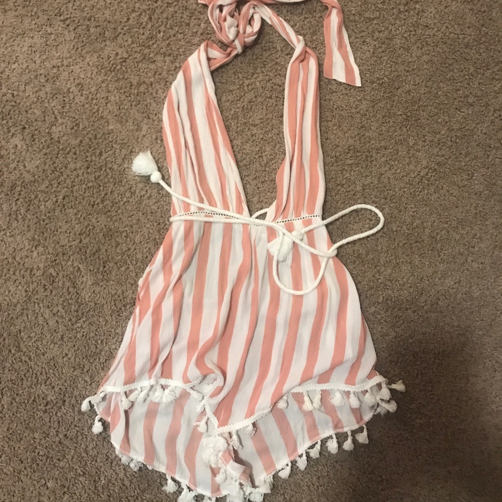 Striped romper/ swimsuit cover up